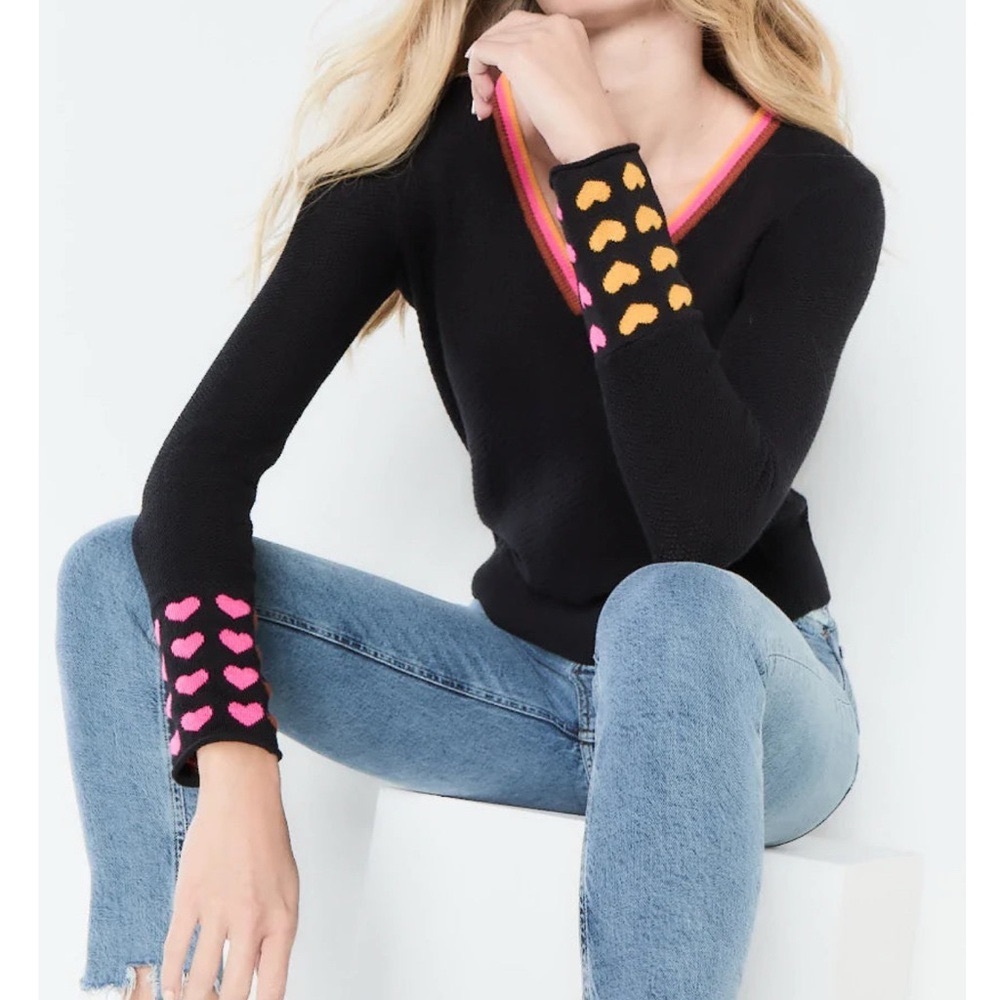 Lisa Todd Black and Pink V-Neck Sweater. 
Never worn